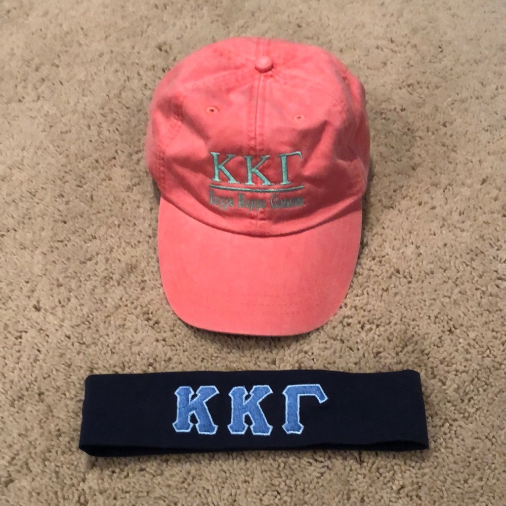 Kappa kappa gamma (KKG) embroidered hat and headband set